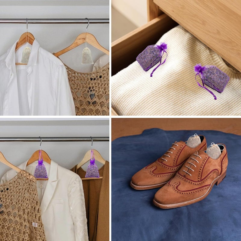 Natural Dried Lavender Sachets Bags (4-Pack) - Premium Organic Lavender Buds Air Freshener & Deodorizer for Wardrobe, Closets, Drawers, Cars & Sleep Aromatherapy - Long-Lasting Home Fragrance - Image 2