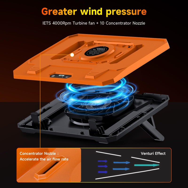 IETS GT300 Upgraded Laptop Cooling Pad with Adjustable Stand, Turbo Boosted Cooler for Rapid Cooling 10-17inch Gaming Laptop, Flexible Sealing Ringï¼ŒFeaturing Air Filtration and USB Hub - Image 2