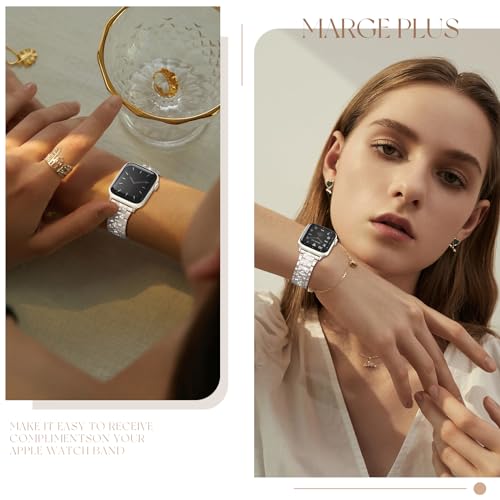 MARGE PLUS Compatible with Apple Watch Bling Band Women 38mm 40mm 41mm 42mm Series 11 10 9 8 7 6 5 4 3 2 1 SE, Upgraded Sparkle Replacement Bracelet iWatch Band, Diamond Rhinestone Stainless Steel Metal Strap - Image 5