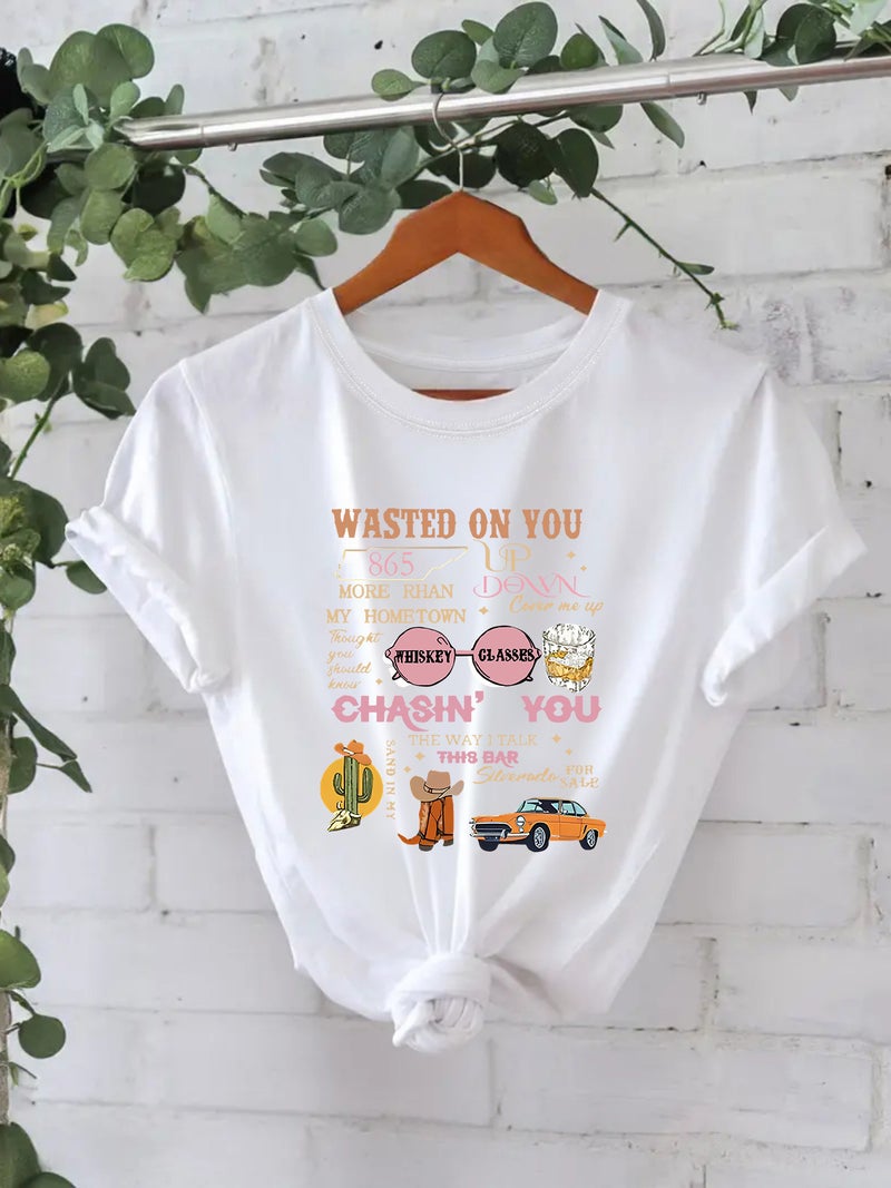 Independent Station Summer Wasted On You Crew Neck Pullover Short Sleeve Women'S 100 Cotton T-Shirt - Image 1