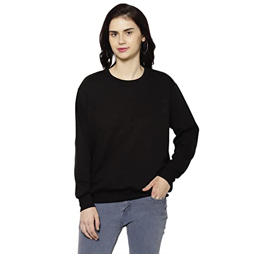 Mack Jonney Women Cotton Round Neck Regular Sweatshirts (Pack of 1 Black L) SW_RN_BLK_001-L - Image 1