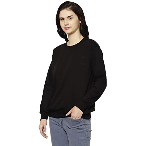 Mack Jonney Women Cotton Round Neck Regular Sweatshirts (Pack of 1 Black L) SW_RN_BLK_001-L - Image 3