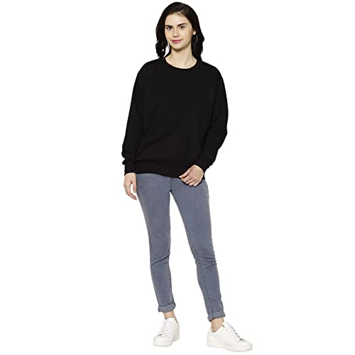 Mack Jonney Women Cotton Round Neck Regular Sweatshirts (Pack of 1 Black L) SW_RN_BLK_001-L - Image 5