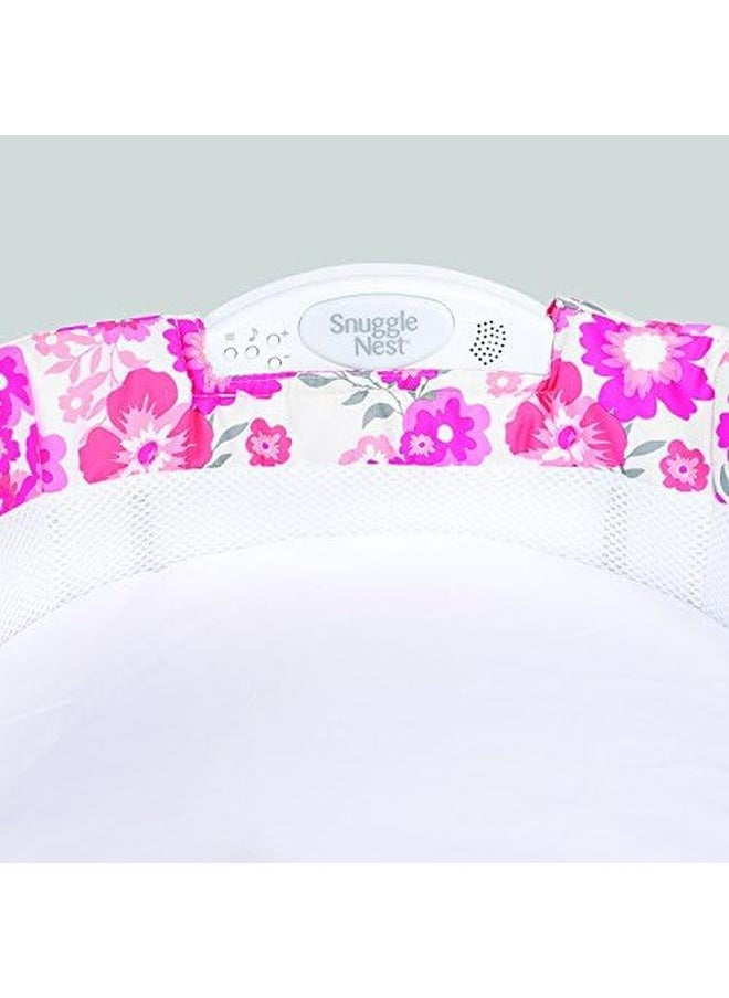 Baby Delight - Snuggle Nest Harmony Infant Sleeper Garden Dreams Fabric Pattern Portable Bassinet With Sound And Light Unit Waterproof Foam Mattress W Sheet - Image 1