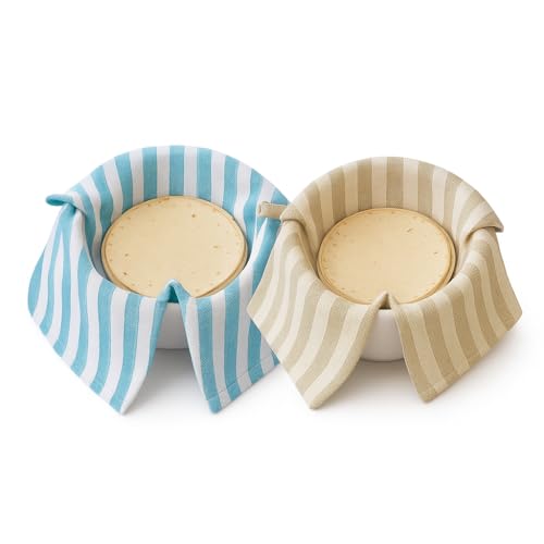Värde® 2 PC Double Layer Roti Wrap/Chapati Cover–Premium Cotton Cloth for Roti, Paratha, Phulka, Hot Case | Kitchen Chapati Cloth with Flaps | Soft & Durable Cotton Seed Fabric (Blue&Beige, Pack of 2) - Image 1