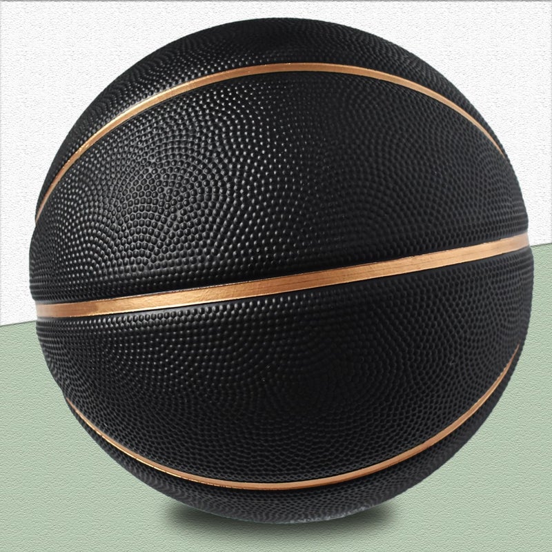 Senston 27.5''/29.5'' Outdoor Basketball Excellent Elasticity/Grip Rubber Basketballs with Pump, Durable Size 5/7 Men Basketball (Black/Gold, Size 5/27.5'') - Image 4
