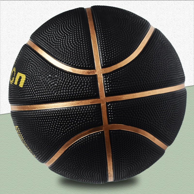 Senston 27.5''/29.5'' Outdoor Basketball Excellent Elasticity/Grip Rubber Basketballs with Pump, Durable Size 5/7 Men Basketball (Black/Gold, Size 5/27.5'') - Image 3