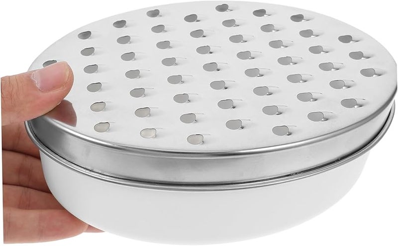 White Stainless Steel Vegetable Grater Set with Storage Container Dual Sided Cheese Shredder - Image 3