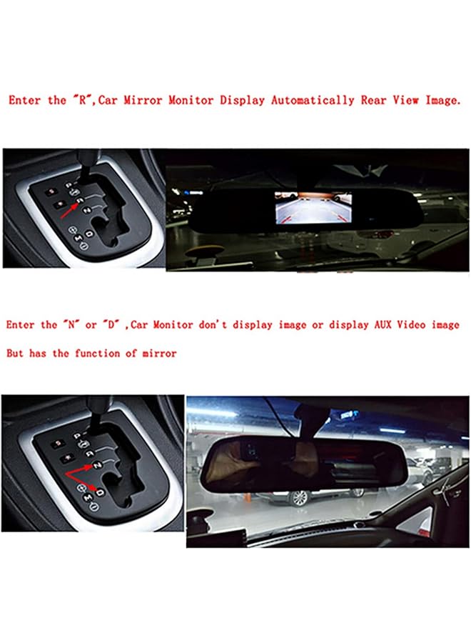 جياو كاميرا لوحة القيادة للسيارة، كاميرا مرآة الرؤية الخلفية الذكية الاحتياطية 4.3 بوصة، مقاومة للماء عالية الدقة 1080 بكسل أمامية وخلفية بزاوية واسعة 170 درجة، تدعم الرؤية الليلية ومساعدة ركن السيارة والتسجيل الدائري - Image 3