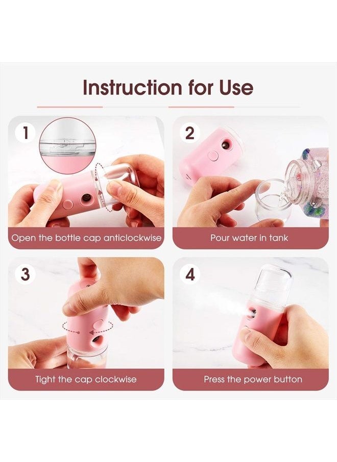 Mudder 4 Pieces Nano Facial Sprayer Mini Facial Steamer Face Mist Steamer Mini Handy Mist Sprayer USB Rechargeable Nano Facial Mister for Daily Makeup (Black, Red, Blue, White)  - Image 2