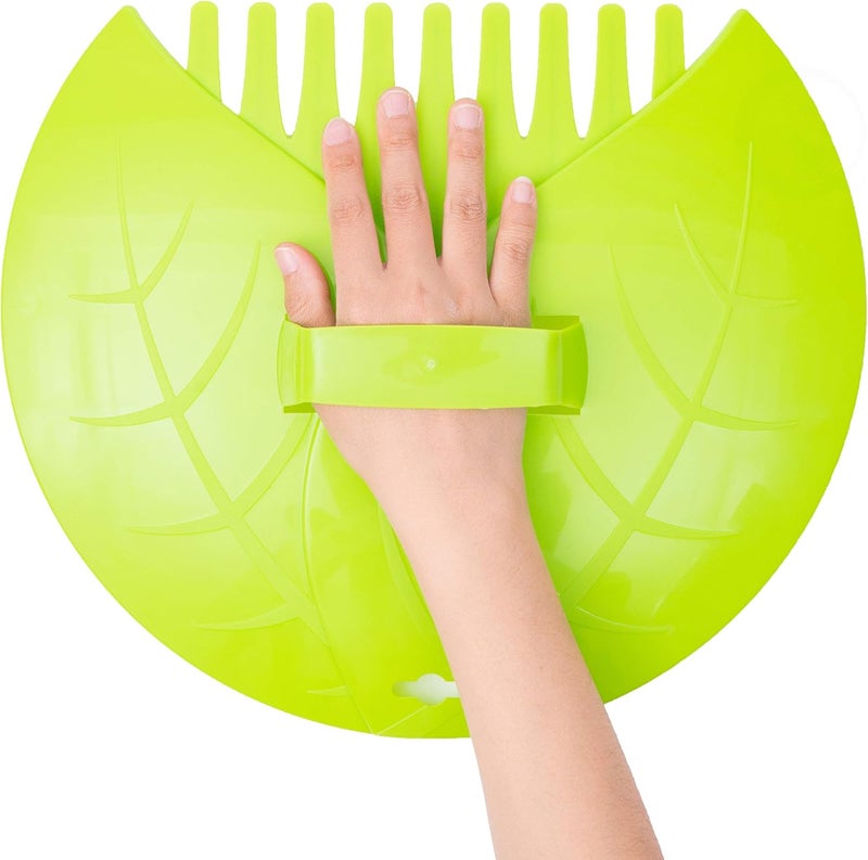 Gardenised Pair of Leaf Scoops, Hand Rakes for Lawn and Garden Cleanup (QI003286),Green - Image 2