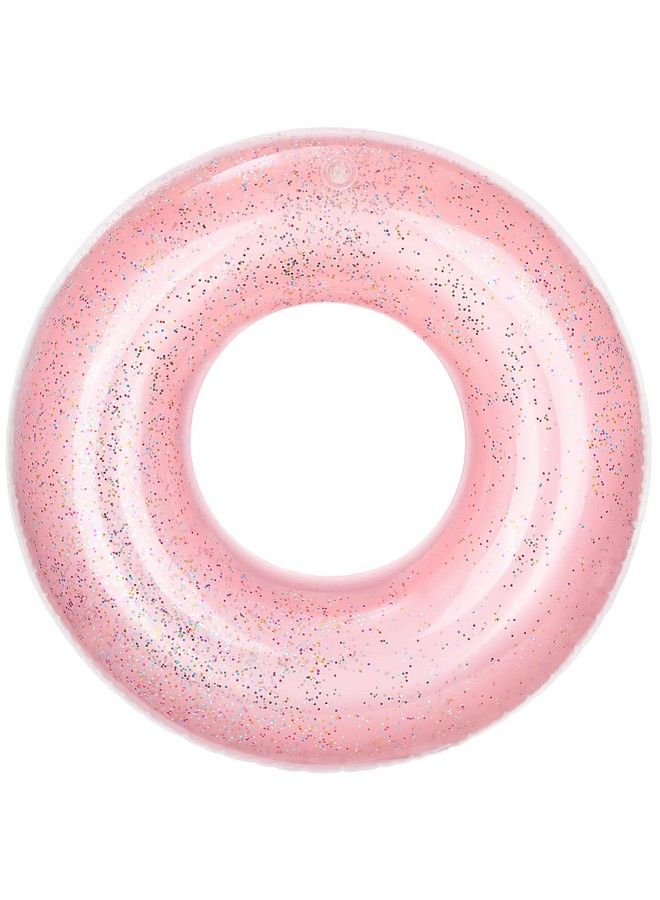 MoKo Swim Rings With Glitter 90Cm Diameter Inflatable Pool Float Swimming Pool Float Tube Round Shaped Swimming Tube Water Fun Beach Pool Toys For Summer Party For Kids Adults Rose Gold - Image 1