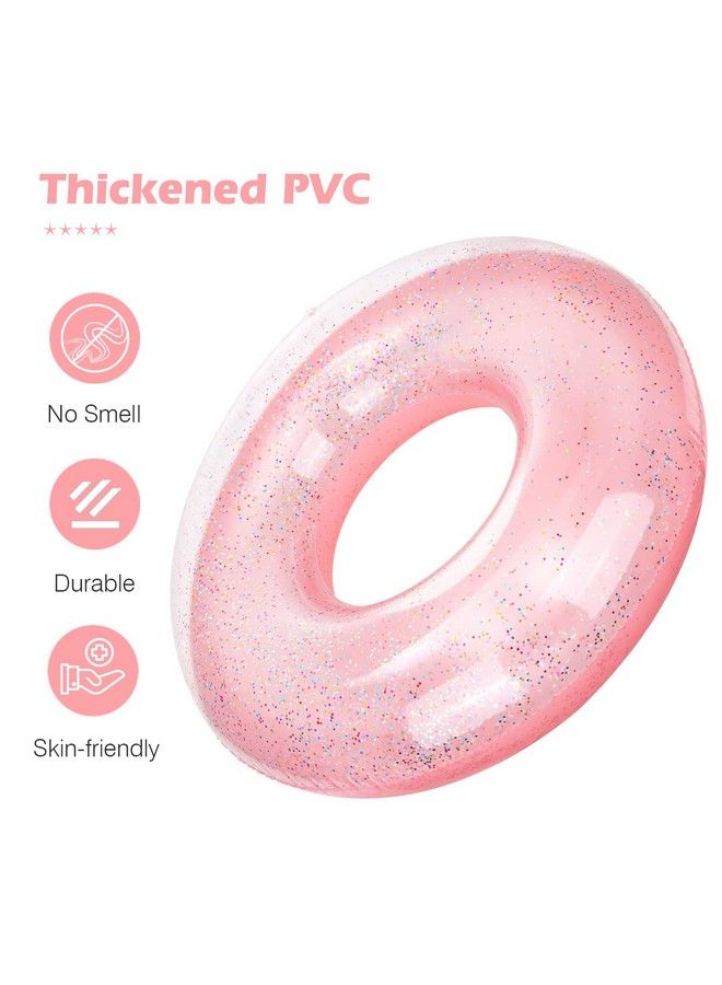 MoKo Swim Rings With Glitter 90Cm Diameter Inflatable Pool Float Swimming Pool Float Tube Round Shaped Swimming Tube Water Fun Beach Pool Toys For Summer Party For Kids Adults Rose Gold - Image 4