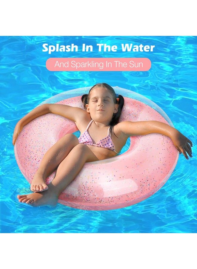 MoKo Swim Rings With Glitter 90Cm Diameter Inflatable Pool Float Swimming Pool Float Tube Round Shaped Swimming Tube Water Fun Beach Pool Toys For Summer Party For Kids Adults Rose Gold - Image 3