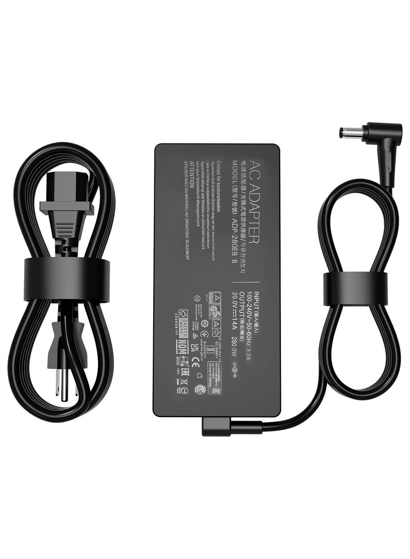 Max Power 280W 14A 20V ADP-280EB B AC Charger for Asus ROG Strix G15 G17 G513R G513Q G713R G713Q Scar 15 17 G532L G533Z G732L G733Z Hero Scar III G731G G531G G703G Gaming Laptop Power Supply Adapter Cord - Image 1
