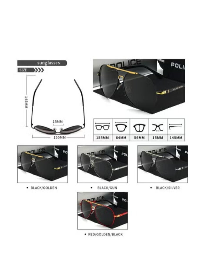 POLICE Polarized sunglasses men's driving sunglasses driver toad glasses driving large frame UV blocking glasses - Image 3