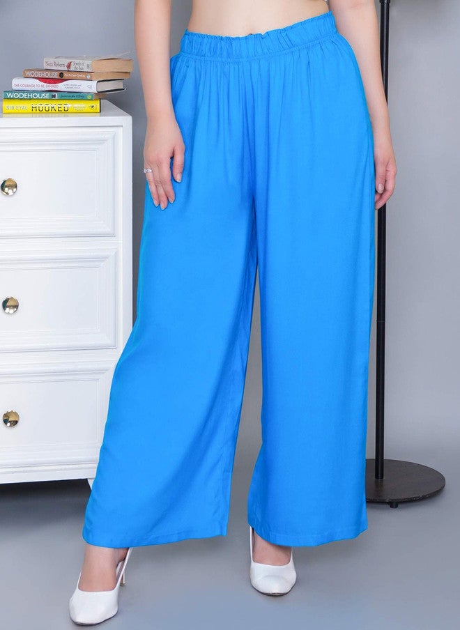 Mlada Store Mlada Women Mid Rise Regular Fit Solid Rayon Palazzo Pants - Image 2