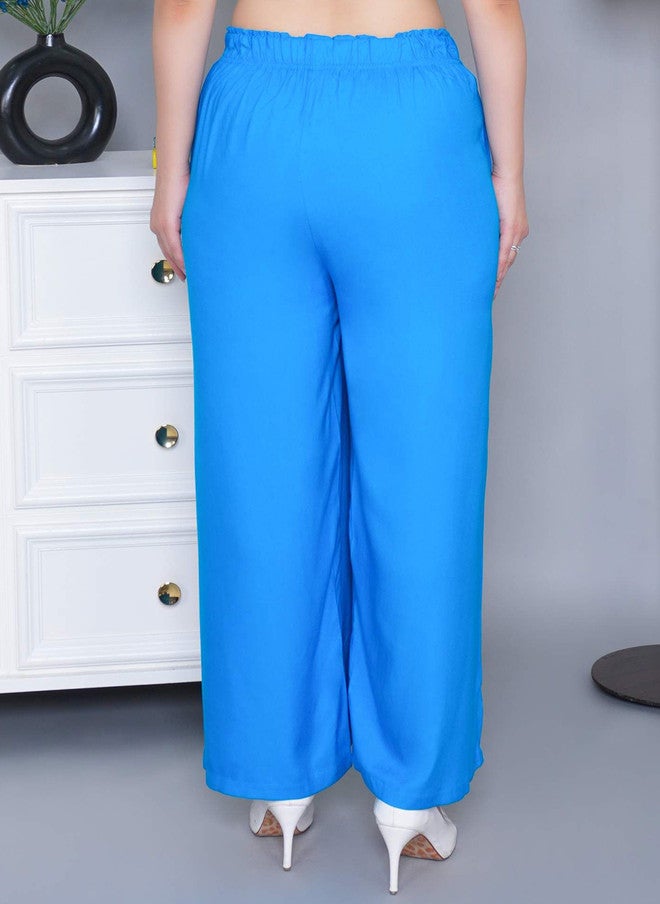 Mlada Store Mlada Women Mid Rise Regular Fit Solid Rayon Palazzo Pants - Image 4