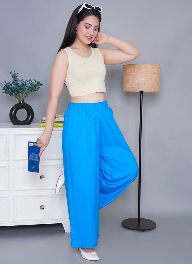 Mlada Store Mlada Women Mid Rise Regular Fit Solid Rayon Palazzo Pants - Image 5