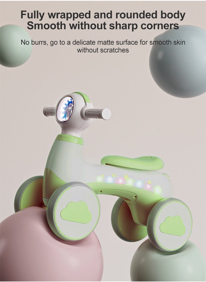 Children's Balance Bike, 4-Wheel Balance Bike for Boys and Girls 1-6 Years Toddler and Baby, Ride on Toys with Light and Music Indoor Outdoor Fun