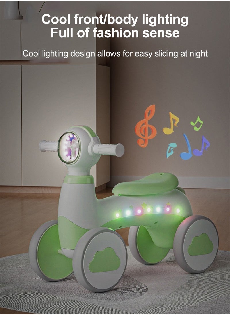 Children's Balance Bike, 4-Wheel Balance Bike for Boys and Girls 1-6 Years Toddler and Baby, Ride on Toys with Light and Music Indoor Outdoor Fun