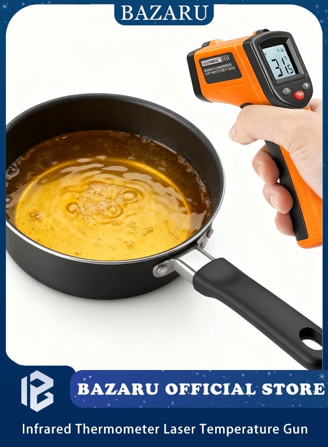بازار مسدس ترمومتر ليزر الأشعة تحت الحمراء - مسدس درجة حرارة رقمي بدون تلامس (من -50 درجة مئوية إلى 400 درجة مئوية / من -58 درجة فهرنهايت إلى 752 درجة فهرنهايت)، استهداف ليزر 12:1 مع إضاءة خلفية للطهي والشواء وفرن البيتزا وأنظمة التدفئة والتهوية وتكييف الهواء والاستخدام في السيارات - Image 1