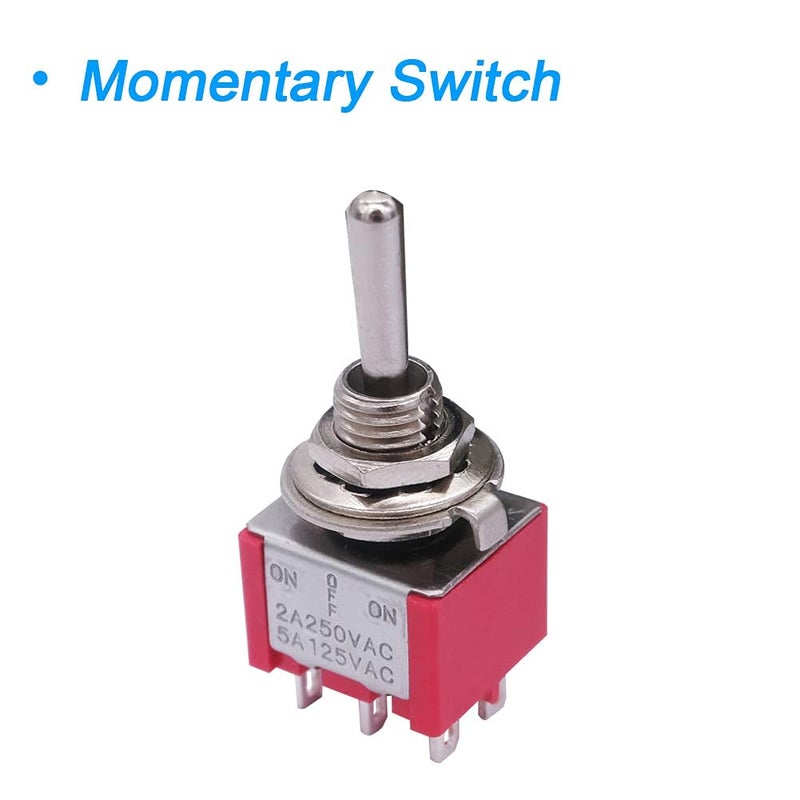 mxuteuk 6pcs Momentary Mini Miniature Toggle Switch 6 Terminal 3 Position DPDT (ON)/Off/(ON) for Car Dash Dashboard 5A 125V 2A 250V MTS-223 - Image 3