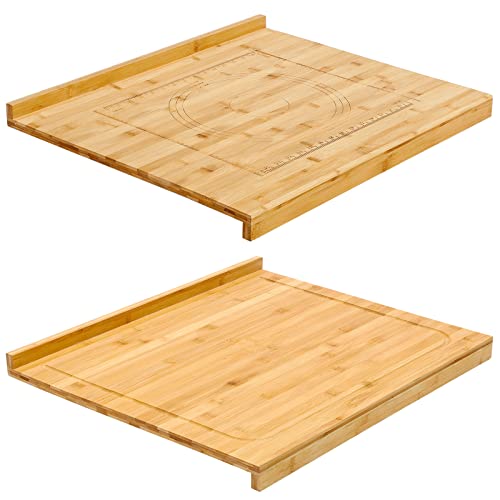 Vesici Reversible Pastry Board with Lip for Rolling Dough Large Wooden Cutting Chopping Kneading Board with Engraved Measurements for Counter Table Top KitchenWood24 x 228 x 15 Inch