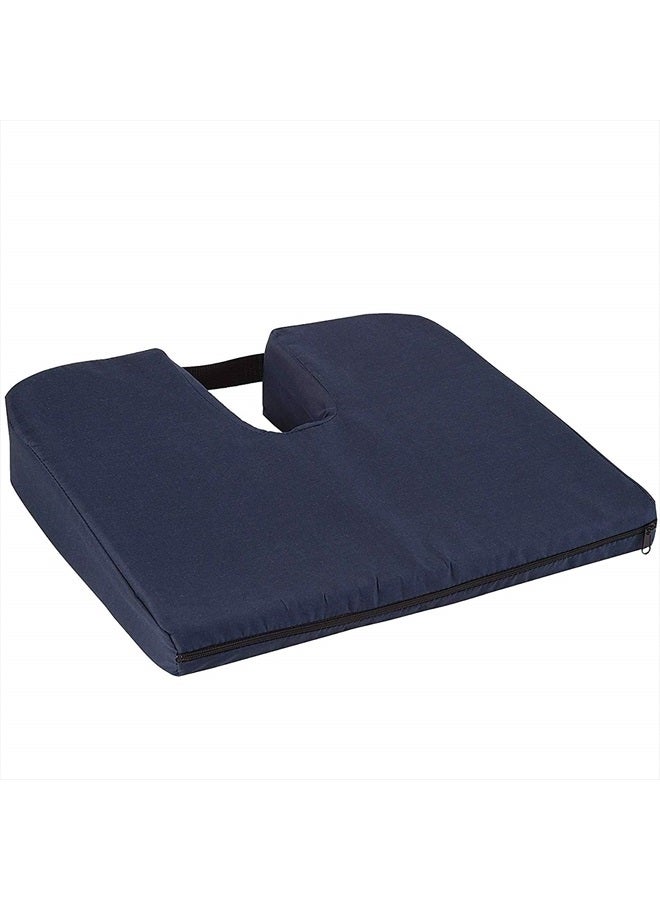 DMI Gradual Slope Seat Cushion for Coccyx, Sciatica and Tailbone Pain Used With Dining Room Chairs, Desk Chairs, Car Seats or Wheelchair Cushions, Machine Washable-Cover, 15 Inch, Navy - Image 1