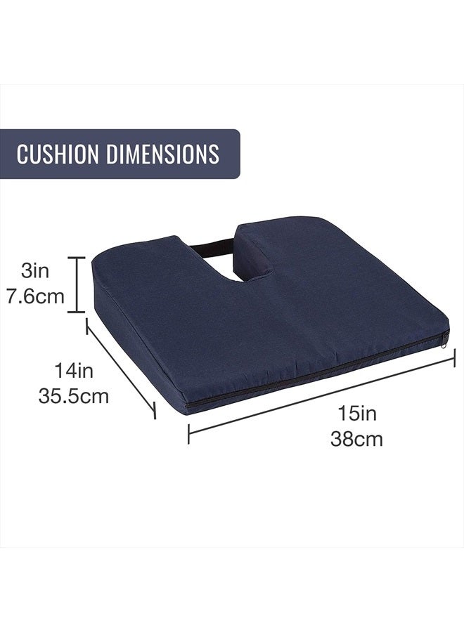 DMI Gradual Slope Seat Cushion for Coccyx, Sciatica and Tailbone Pain Used With Dining Room Chairs, Desk Chairs, Car Seats or Wheelchair Cushions, Machine Washable-Cover, 15 Inch, Navy - Image 2