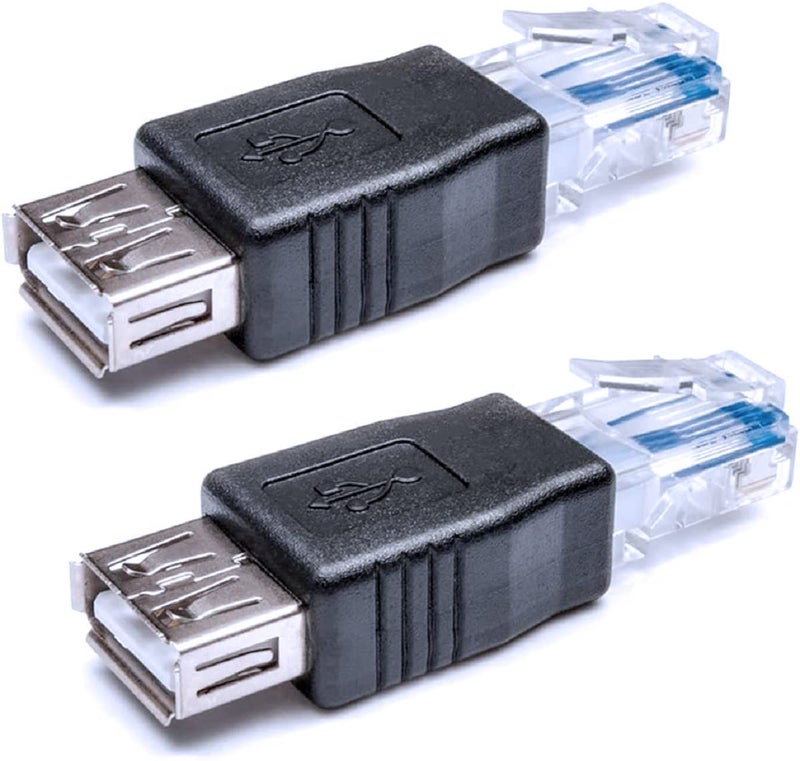 Herfair Ethernet to USB Adapter 2PCS for ADSL Modem/Router/Computer Camera/Surveillance Camera with Network Function - RJ45 LAN Internet Male to USB Female Connector - Image 1