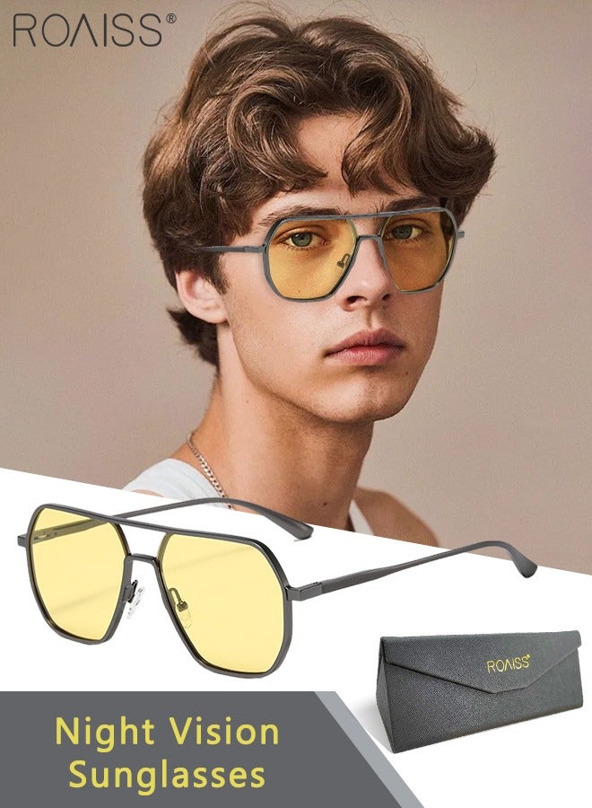 رويس نظارة الرؤية الليلية المستقطبة للرجال للقيادة، نظارة الشمس الواقية من الأشعة فوق البنفسجية 400 بإطار من السبائك، نظارة مربعة للرجال مناسبة للقيادة وصيد الأسماك ولعب الجولف والسفر - Image 1