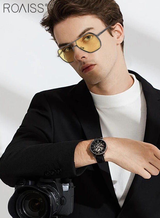 رويس نظارة الرؤية الليلية المستقطبة للرجال للقيادة، نظارة الشمس الواقية من الأشعة فوق البنفسجية 400 بإطار من السبائك، نظارة مربعة للرجال مناسبة للقيادة وصيد الأسماك ولعب الجولف والسفر - Image 2