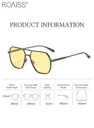 Men's Polarized Night Vision Glasses for Driving, UV400 Protection Sun Glasses with Aluminum Magnesium Alloy Frame, Square Glasses for Men Driving, Fishing, Golfing, Traveling - view 3