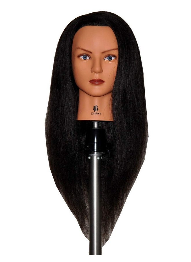 BELLRINO - 24" Cosmetology Mannequin Manikin Training Head With Human Hair Lindsey (Lindsey) (Lindsey) - Image 1