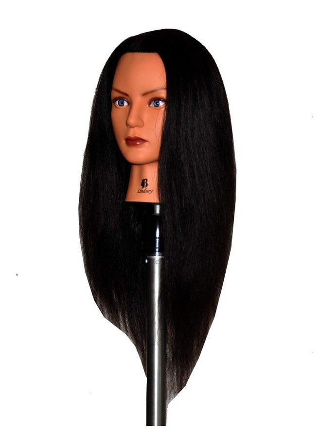 BELLRINO - 24" Cosmetology Mannequin Manikin Training Head With Human Hair Lindsey (Lindsey) (Lindsey) - Image 1