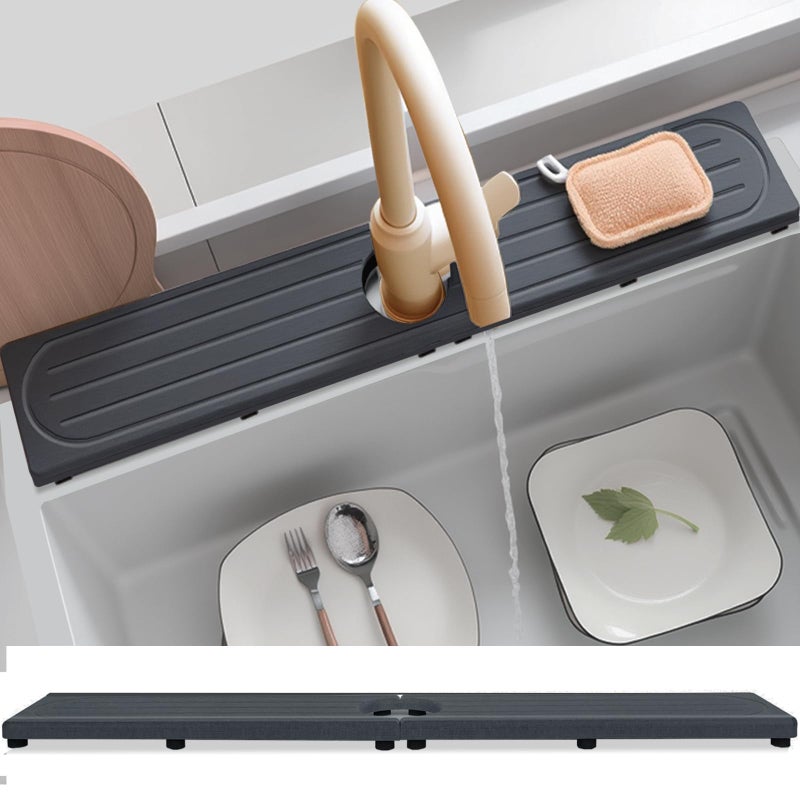 Fast Drying Stone Faucet Mat for Kitchen Sink with Raised Feet Water Absorbent Diatomite Stone Sink Tray Faucet Sink Splash Guard Prevents Moisture Buildup Durable Protector for Bathroom Counter