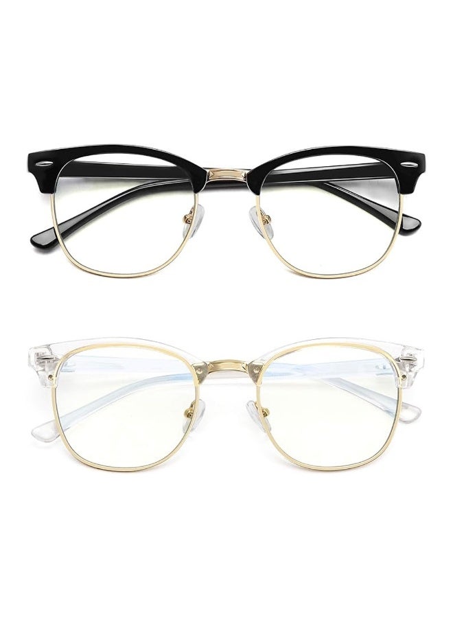 2 Pack Blue Light Blocking Glasses Men Women Semi Rimless Anti Eyestrain Filter Blue Ray UV400 Clear Lens Computer Eyewear - Image 1