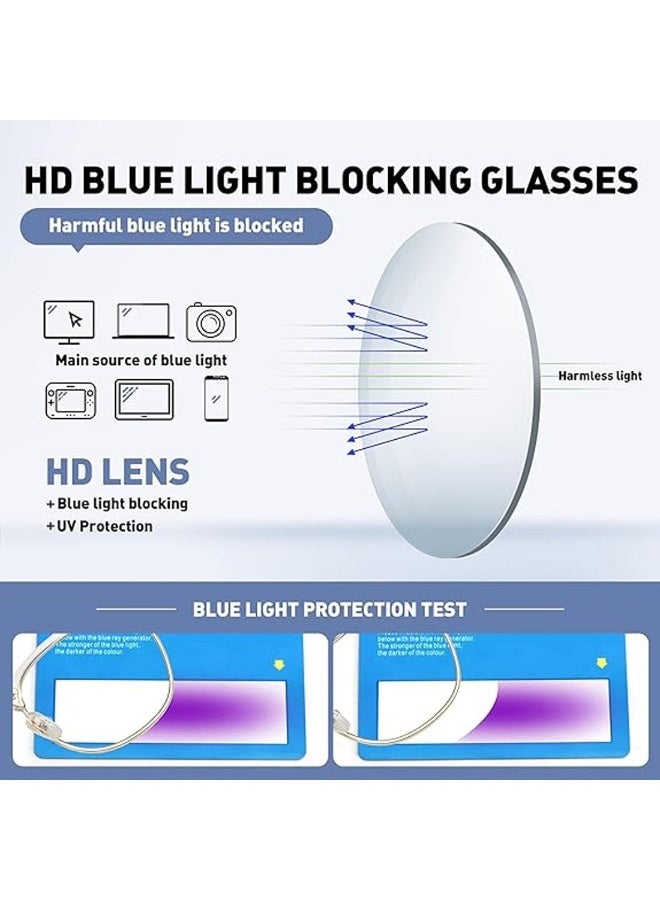 2 Pack Blue Light Blocking Glasses Men Women Semi Rimless Anti Eyestrain Filter Blue Ray UV400 Clear Lens Computer Eyewear - Image 3
