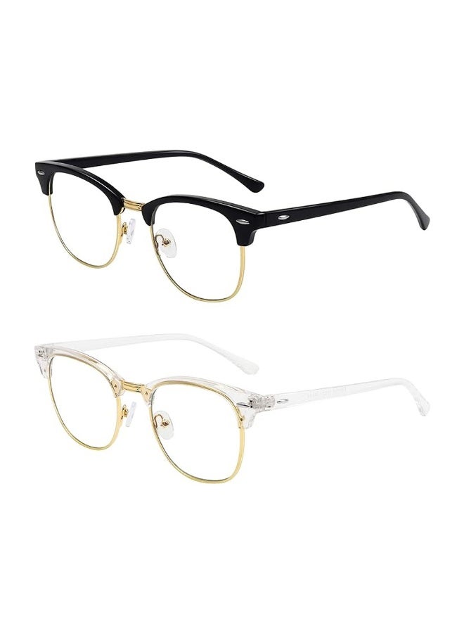 2 Pack Blue Light Blocking Glasses Men Women Semi Rimless Anti Eyestrain Filter Blue Ray UV400 Clear Lens Computer Eyewear - Image 2