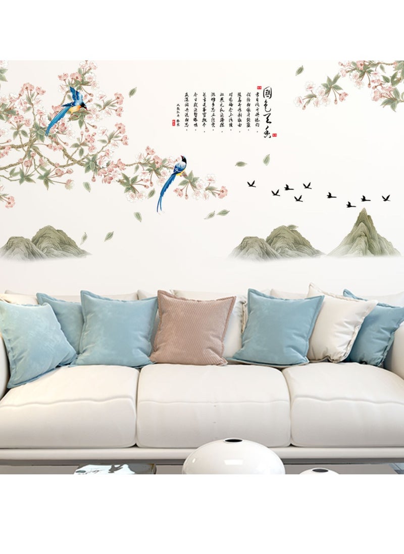 Bluejw Elegant Chinese Style Landscape Painting Self-Adhesive Wall Stickers Perfect For Bedroom And Living Room Decoration  - Image 1
