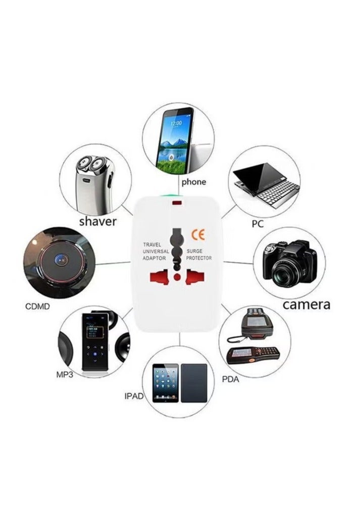 All in One Universal International Adapter Multifunctional Travel Plug for EU UK US AU AC AC Power Charger Socket Converter Socket Plug Adapter Connector with 2 USB Ports - Image 2