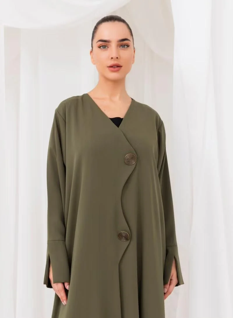 Nikias Nikias abaya Zig zag design front with metal buttons