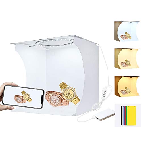 Jubilant 23cm LED Ring Light Box Photo Studio Light Box Softbox Photography Shooting Tent Kit with White/Warm/Soft Lighting & 6 Color Backdrops - Image 1