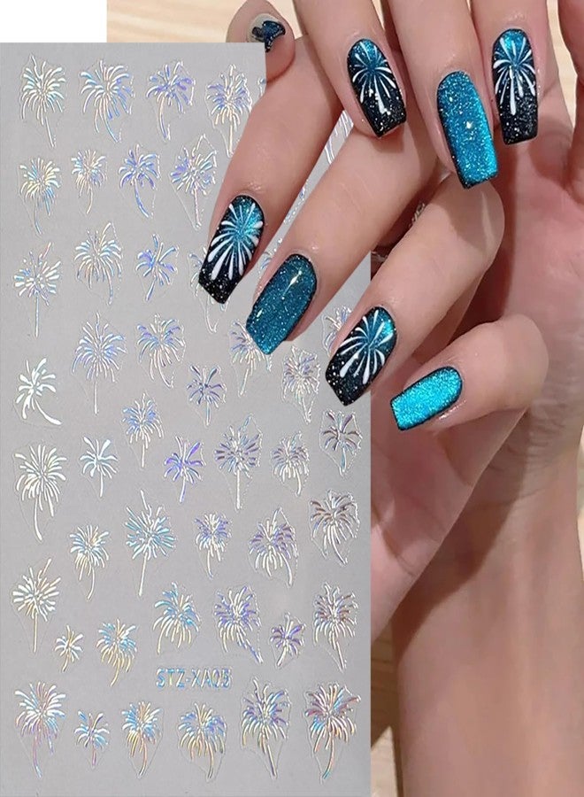 BYJKYEN 6 Pcs Christmas Nail Stickers for Nail Art, Fireworks Snowflake Nail Decals 3D Self-Adhesive Fireworks Snowflakes Nails Design Xmas Nail Sticker Snowflakes Sticker for New Year DIY Nail Decoration Kit - Image 5