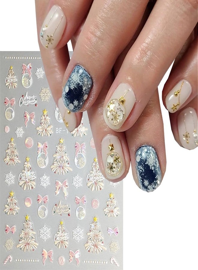BYJKYEN 6 Pcs Christmas Nail Stickers for Nail Art, Fireworks Snowflake Nail Decals 3D Self-Adhesive Fireworks Snowflakes Nails Design Xmas Nail Sticker Snowflakes Sticker for New Year DIY Nail Decoration Kit - Image 3
