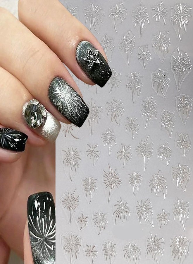 BYJKYEN 6 Pcs Christmas Nail Stickers for Nail Art, Fireworks Snowflake Nail Decals 3D Self-Adhesive Fireworks Snowflakes Nails Design Xmas Nail Sticker Snowflakes Sticker for New Year DIY Nail Decoration Kit - Image 4