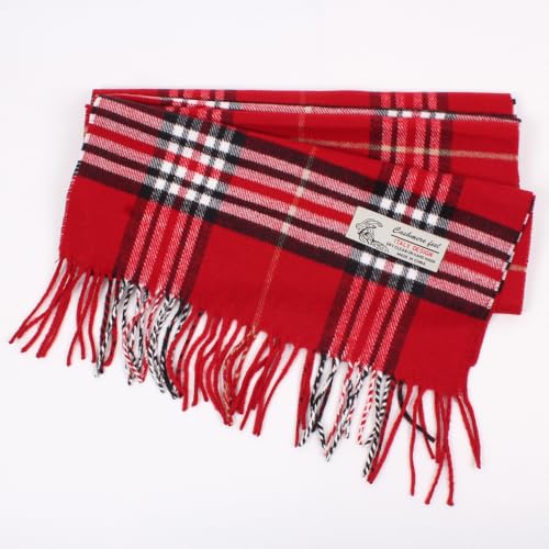 TZ Promise Plaid Cashmere Feel Classic Soft Luxurious Winter Scarf For Men Women (Red) - Image 3