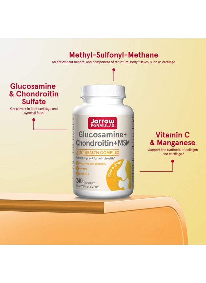 jarrow formulas - Glucosamine 1500 Mg + Chondroitin 1200 Mg + Msm 300 Mg Per Serving 240 Capsules 60 Servings Joint Health Complex Nutrient Support For Joint Health With Vitamin C & Manganese - Image 1