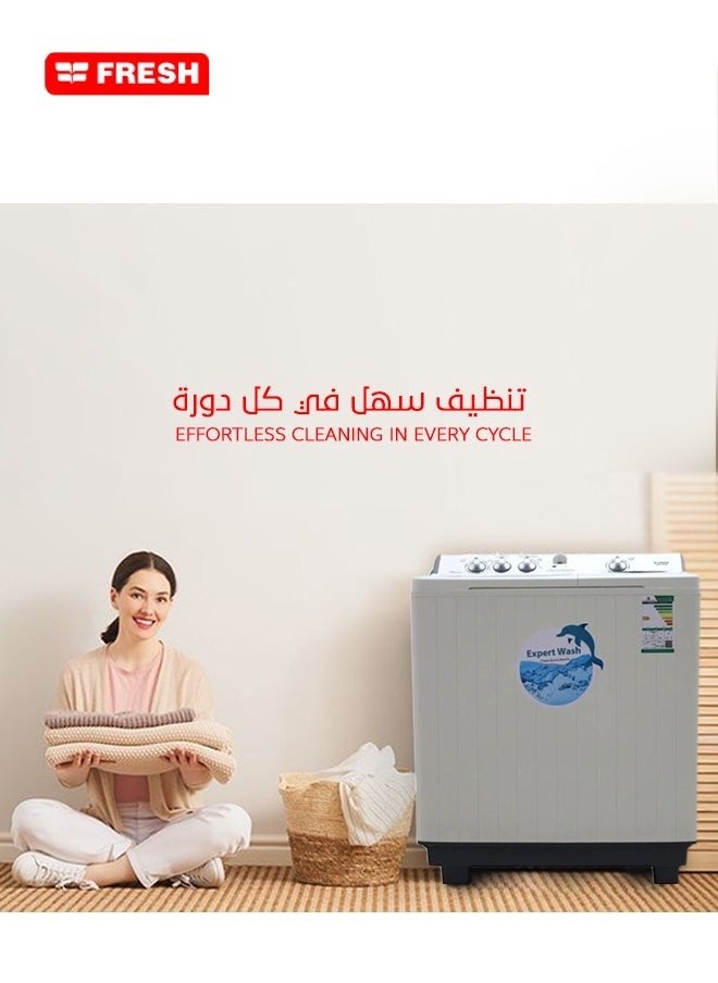Fresh Twin Tub Washing Machine - Top Load - 12 kg - White - FWM-20000  - Image 4